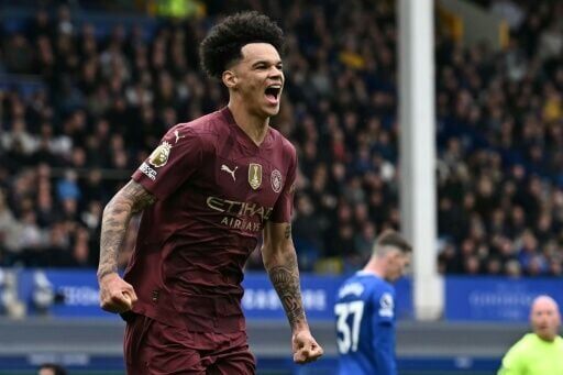 Nico O'Reilly opened the scoring for Man City at Everton